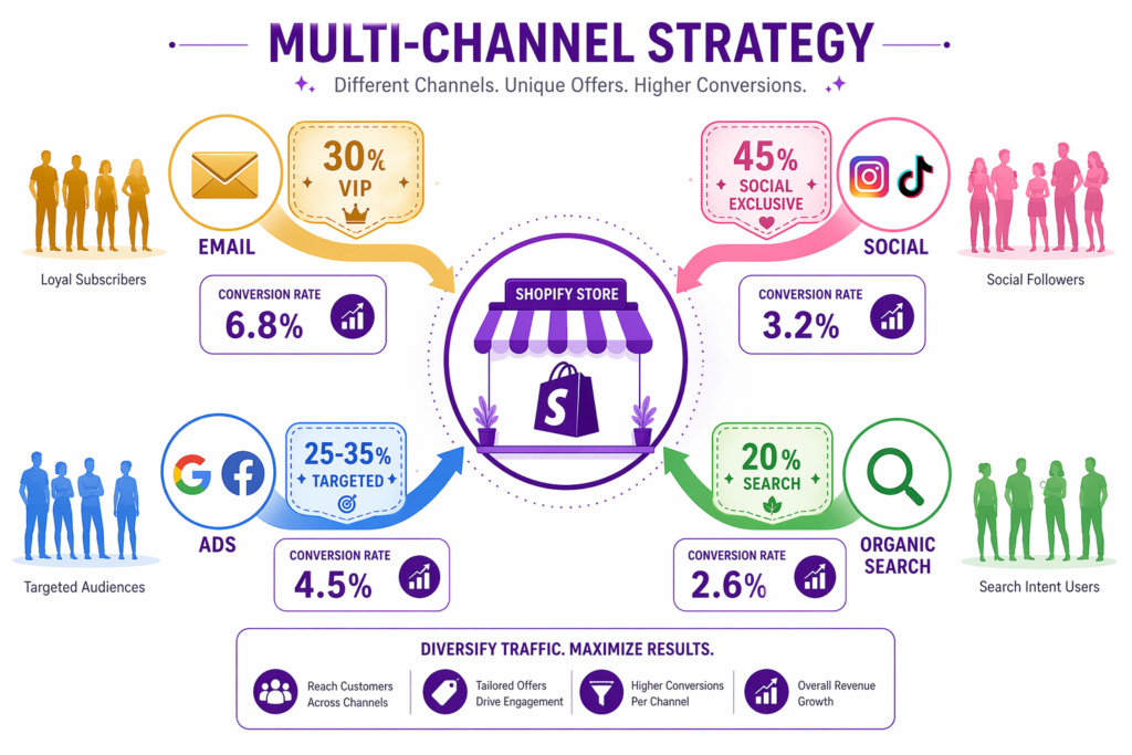 Multi-channel summer promotion strategy with channel-specific discounts